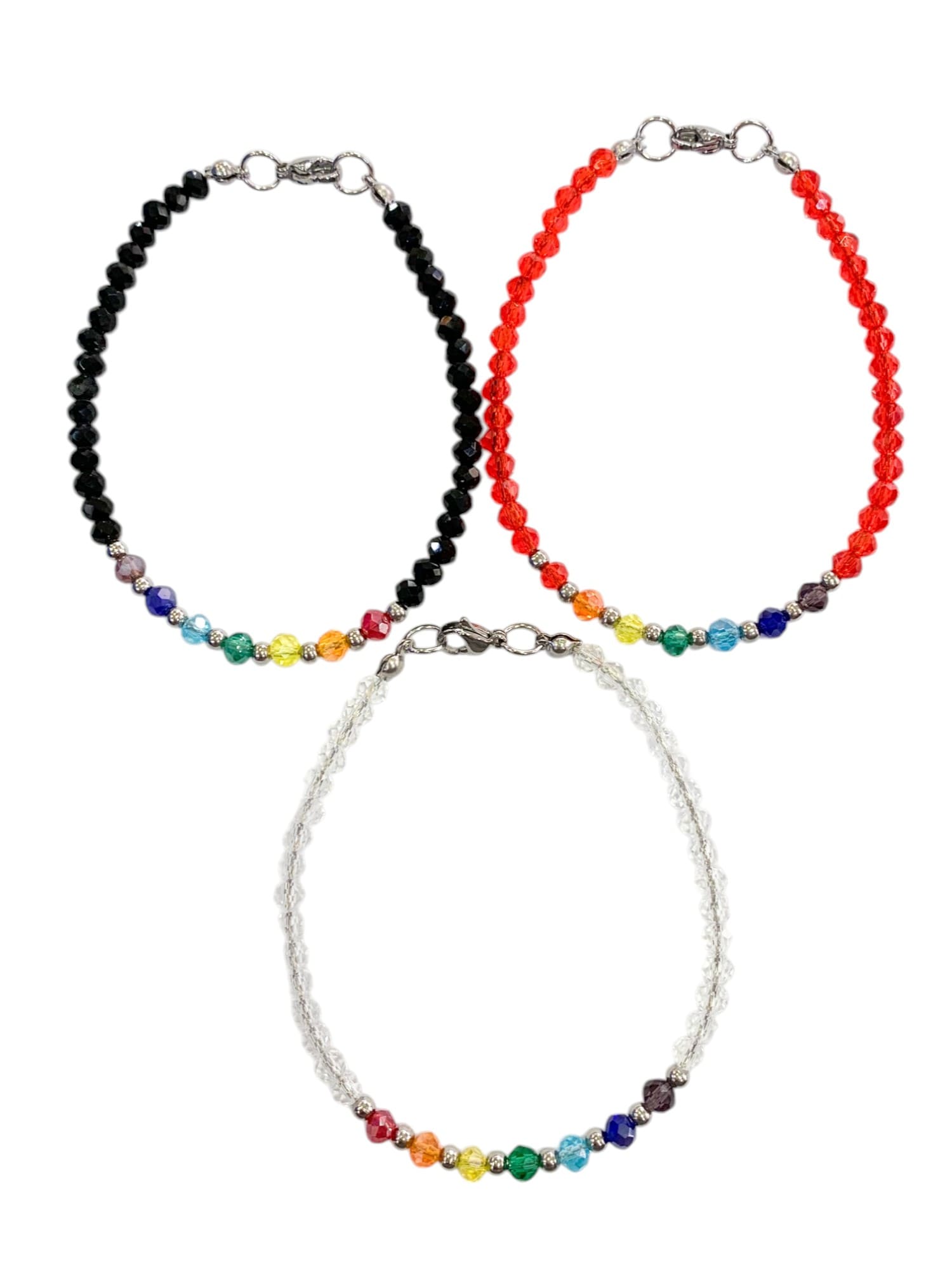 PULSERAS CRISTAL CON LOS 7 CHAKRAS ACERO QUIRURGICO